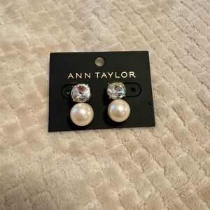 NEW! Ann Taylor Crystal and Pearl Stud Earrings